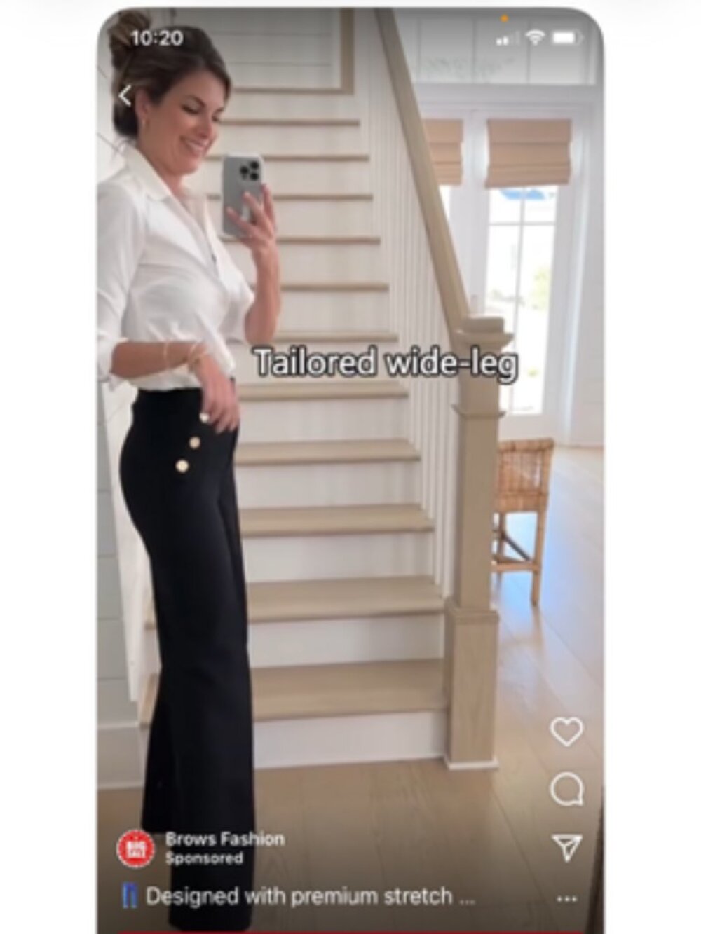 Tailored Wide Leg Button Stretch Pants with Tummy Control